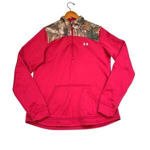 Under Armour Realtree Camo 1/4 Zip Fleece Pullover Womens Medium Full Zip Pink